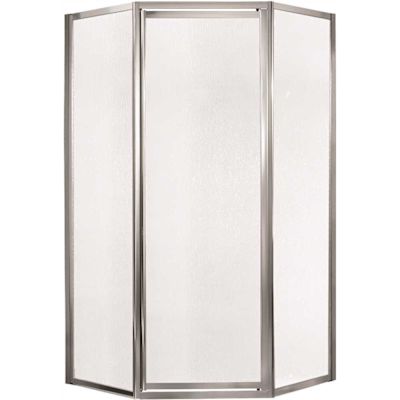 Tides 16-3/4 in. W x 24 in. W x 16-3/4 in. W x 70 in. H Framed Neo-Angle Shower Door in Silver Finish with Obscure Glass