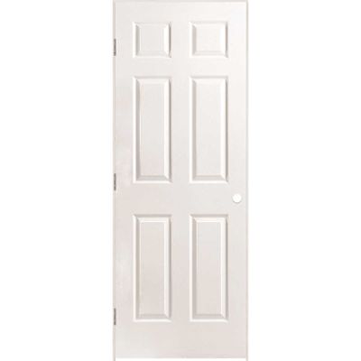 Masonite 30 in. x 80 in. 6 Panel Right-Handed Primed Composite Solid Core Single Prehung Interior Door 4-9/16 in. Flat Jamb