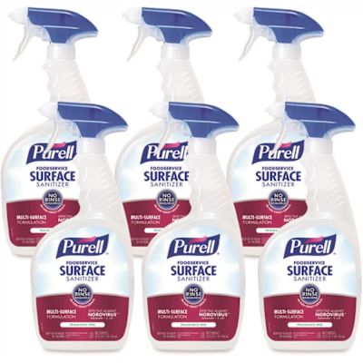 PURELL Foodservice Surface Sanitizer Spray, Fragrance Free, 32 fl. oz. Capped Bottle with Spray Trigger (6-Pack Per Case)