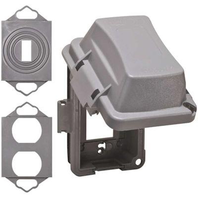 TAYMAC N3R Extra Duty PolyC Gray 1-Gang Weatherproof In-Use Electrical Outlet Cover for Outdoor Outlet, UFAST 16-in-1