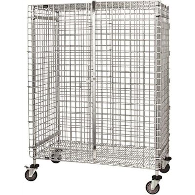 Quantum Storage Systems 1000 lbs. 24 in. x 60 in. x 69 in. Stem Castered Wire Security Cart in Chrome