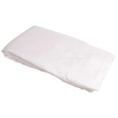 T250 Queen XL Flat Sheet, 94 in. x 120 in. White with Tone on Tone Sateen Stripes (12 Each Per Case)