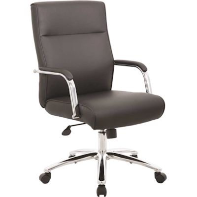 BOSS Office Products Black Executive Desk Chair with Chrome Finish Base and Padded Arms