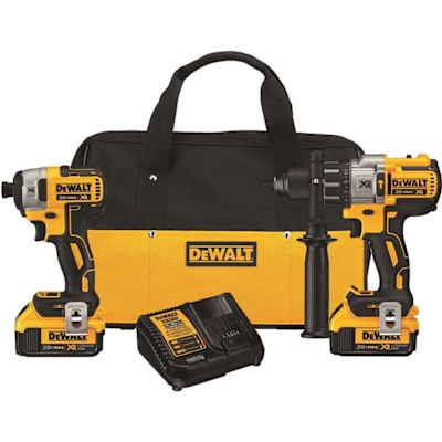 DEWALT 20V MAX XR Cordless Brushless Hammer Drill/Impact 2 Tool Combo Kit with (2) 20V 4.0Ah Batteries and Charger