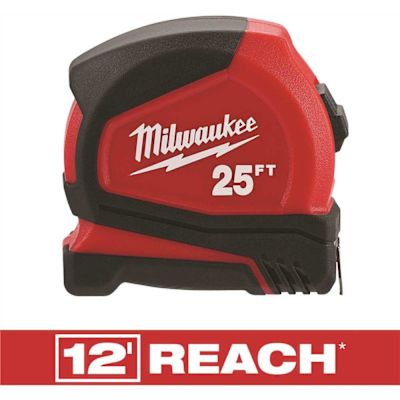 Milwaukee Compact 25 ft. SAE Tape Measure with Fractional Scale and 9 ft. Standout