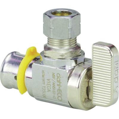 Viega PureFlow 1/2 in. x 1/4 in. Press Zero Lead Nickel-Plated Brass Stop Valve Angled (10-Pack)