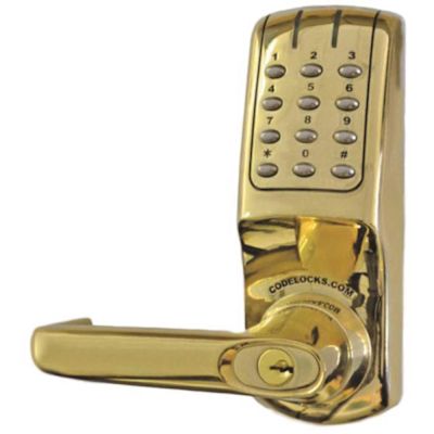 Codelocks Polished Brass Electronic Keypad Door Lever