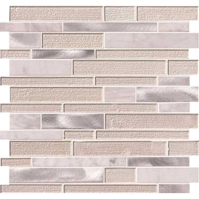 MSI White Wave Interlocking 12 in. x 12 in. x 0.16 in. Stone/Glass/Metal Mesh-Mounted Mosaic Wall Tile (20 sq. ft./Case)