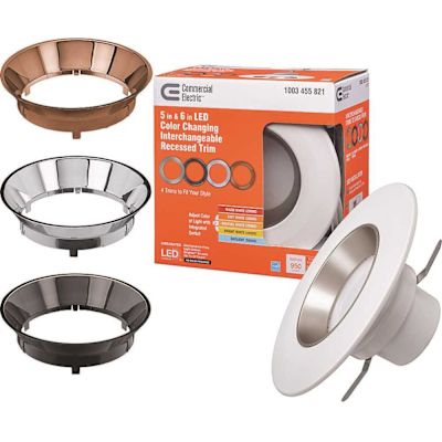 5 in./6 in. Integrated LED Recessed Light Trim 4 Color Baffle Trim Options Adjustable CCT 950 Lumens Dimmable