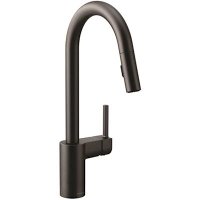 MOEN Align Matte Black 15.63 in. H Pull Down Sprayer Kitchen Faucet with 360 Degree Spout Swivel and Power Boost