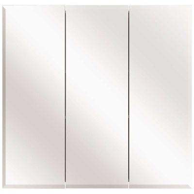 Glacier Bay 30-3/8 in. W x 30-3/16 in. H Rectangular Frameless Surface-Mount Tri-View Bathroom Medicine Cabinet with Mirror