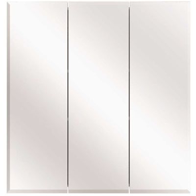 Glacier Bay 24-3/8 in. W x 25-1/4 in. H Rectangular Frameless Surface-Mount Tri-View Bathroom Medicine Cabinet with Mirror