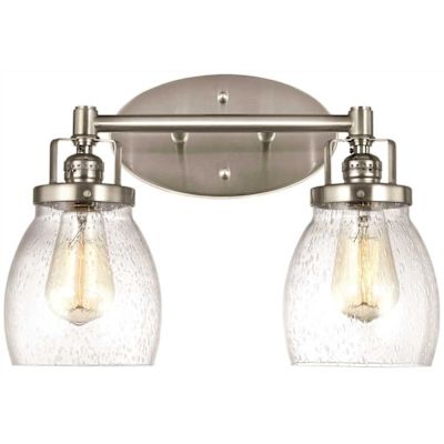 Sea Gull Lighting Belton 15 in. W. 2-Light Brushed Nickel Bath Light