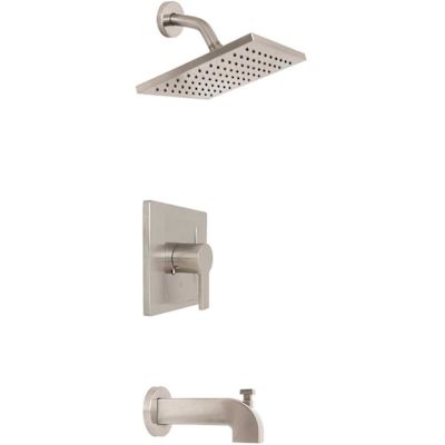 Premier Seasons Westwind Single Handle Tub and Rainshower 1.8 GPM Showerhead in Brushed Nickel