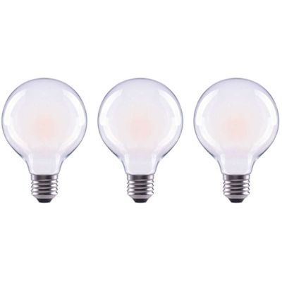 EcoSmart 60-Watt Equivalent G25 Globe Dimmable Frosted Glass Filament Vintage Style LED Light Bulb Daylight (3-Pack)