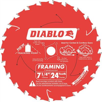 DIABLO 7-1/4in. x 24-Teeth Tracking Point Framing Saw Blade for Wood