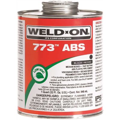 Weld-On 773 ABS Solvent Cement, Black, Low VOC, High Strength, Medium Bodied, Fast Setting, Pint (16 oz.)