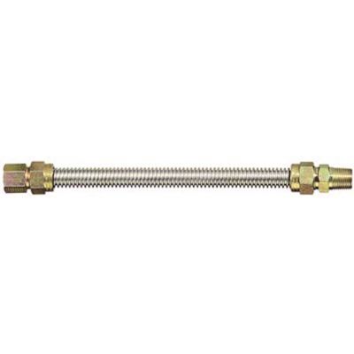 Watts Stainless Steel Gas Appliance Connector, 3/8 in. OD, 1/4 in. ID, 3/8 in. MNPT x 1/2 in. FNPT, 24 in. L