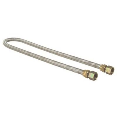 Watts Stainless Steel Gas Appliance Connector, 5/8 in. OD, 1/2 in. ID, 1/2 in. FNPT x 1/2 in. FNPT, 36 in. L