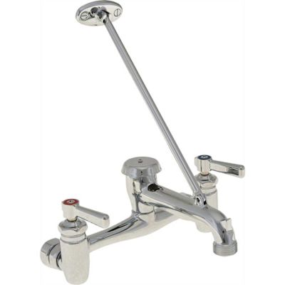 Chicago Faucets 2-Handle Service Sink Faucet in Chrome with Wall Brace and Pail Hook