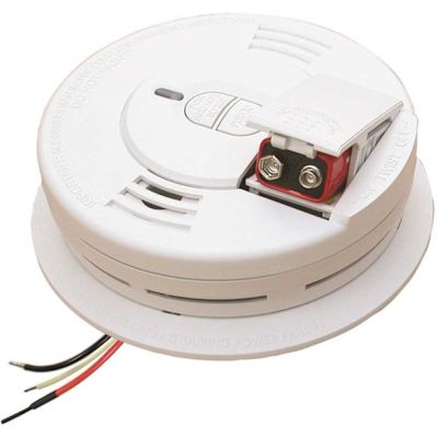 Kidde Hardwired Smoke Detector with Ionization Sensor, 9-Volt Battery Backup, and 2-Button Test/Hush