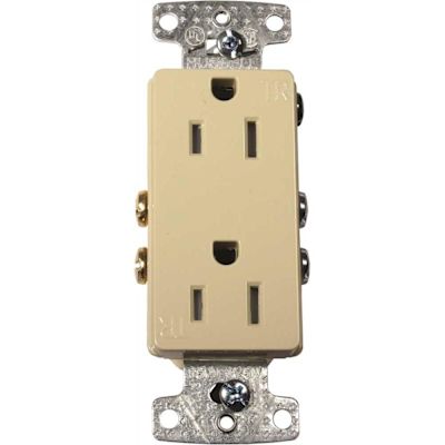 HUBBELL WIRING 15 Amp Tamper Proof Self-Grounding Decorator Receptacle, White