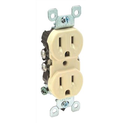 Leviton 15 Amp 125 V CO/ALR Duplex Outlet/Receptacle, Ivory (1-Pack) 12650-I