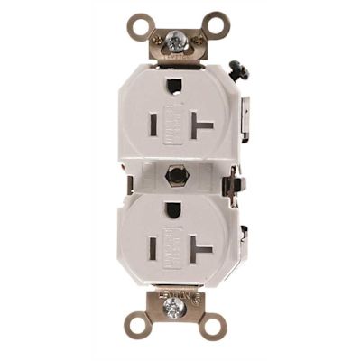 Leviton 20 Amp 125 V Industrial Grade Tamper Weather Resistant Duplex Outlet/Receptacle, White (1-Pack) TWR20-W