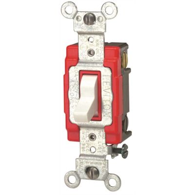 Leviton 20 Amp 120/277-Volt Heavy Duty 3-Way AC Quiet Toggle Switch, White 1223-SW