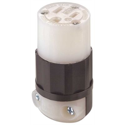 Leviton 15 Amp 125-Volt Industrial Grade Straight Blade Female Connector, Black/White