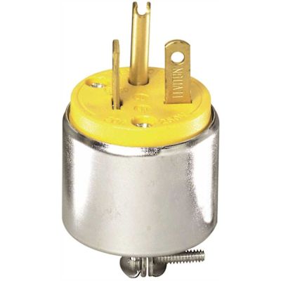 Leviton 20-Amp 250-Volt Commercial Grade Straight Blade Male Plug In Yellow 620PA