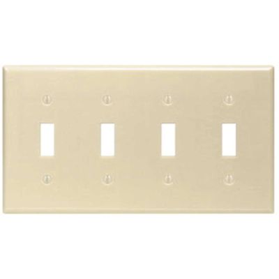 Leviton 4-Gang Ivory Toggle Plastic Standard Wall Plate (1-Pack) 86012-I
