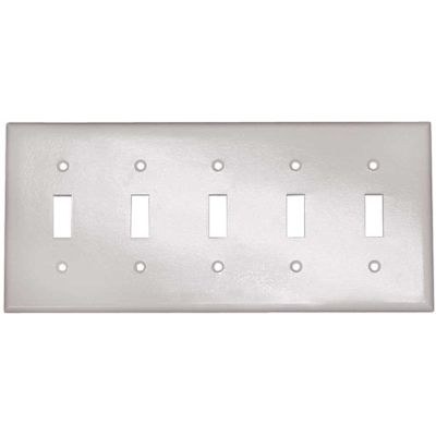 Leviton 5-Gang White Toggle Plastic Standard Wall Plate (1-Pack) 88023