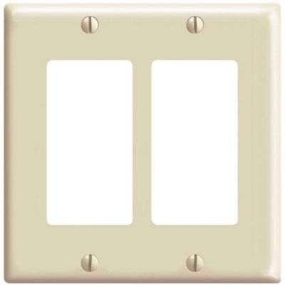 Leviton 2-Gang Ivory Decora/Rocker Plastic Standard Wall Plate (1-Pack) 80409-I