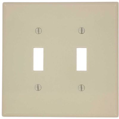 Leviton 2-Gang Ivory Toggle Plastic Midway/Midsize Wall Plate (1-Pack) 80509-I