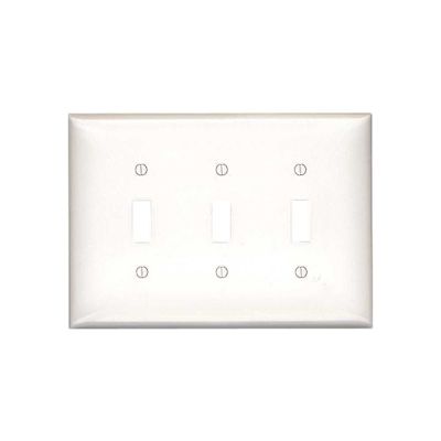 Leviton 3-Gang White Toggle Plastic Midway/Midsize Wall Plate (1-Pack) 80511-W