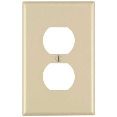 Leviton 1-Gang Ivory Duplex Outlet/Receptacle Plastic Midway/Midsize Wall Plate (1-Pack) 80503-I