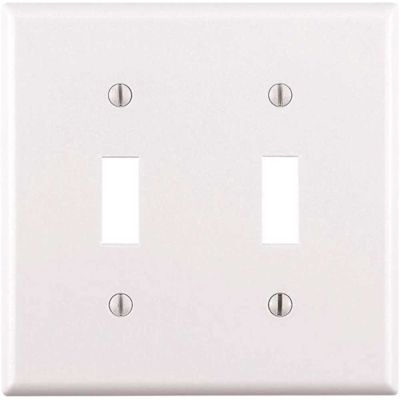 Leviton 2-Gang White Toggle Plastic Standard Wall Plate (1-Pack) 88009-W