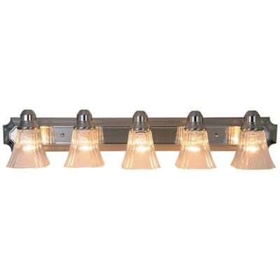 Monument 36 in. Decorative Vanity in Fixture Brushed Nickel Uses Five 60-Watt Incandescent Medium Base Lamps