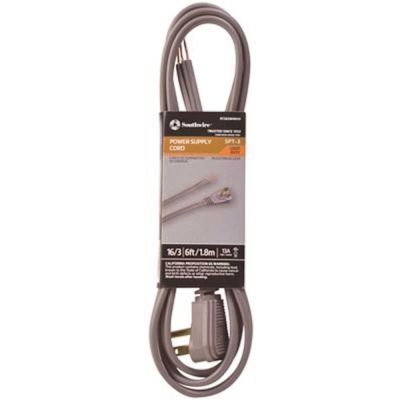 Southwire Flat Garbage Disposal Cord With Right Angle Plug, Spt-3, 16/3, 6 ft.