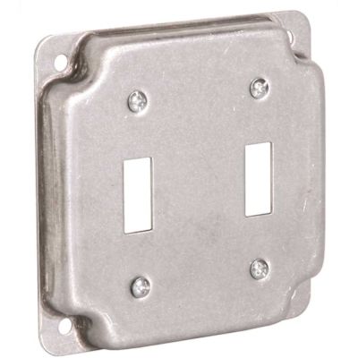 RACO 4 in. W Steel Metallic 2-Gang Exposed Work Square Cover for 2 Toggle Switches, 1-Pack