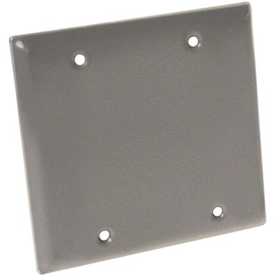 BELL N3R Blank Aluminum Gray 2-Gang Weatherproof Wall Outlet Cover Plate for Outdoor Electrical Box