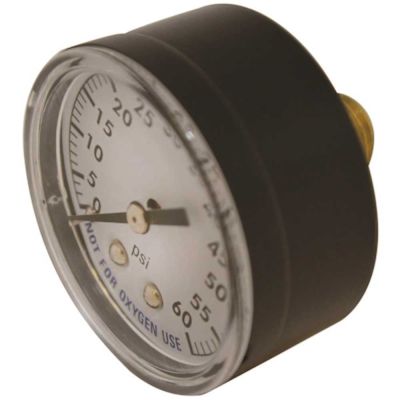 SuperPro 2 in. Pool Filter Pressure Gauge Plastic ,Threaded 1/4 in. Back Mount