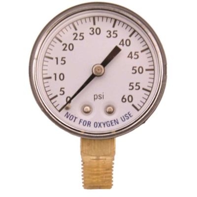 SuperPro Pool Filter 2 in. Pressure Gauge Plastic, 1/4 in. Bottom Mount