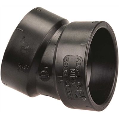 NIBCO 3 in. ABS DWV 22-1/2-Degree Hub x Hub Elbow