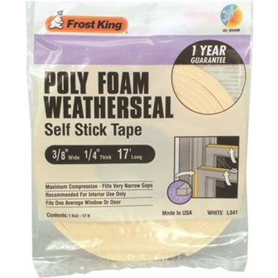 Frost King 3/4 in. x 1/4 in. x 17 ft. White Poly Foam Window Weatherstrip