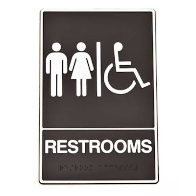 HY-KO 6 in. x 9 in. Plastic Braille Restrooms/Wheelchair Sign