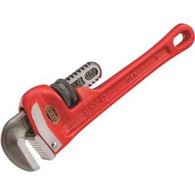 RIDGID 8 in. Straight Pipe Wrench for Heavy-Duty Plumbing, Sturdy Plumbing Pipe Tool with Self Cleaning Threads and Hook Jaws