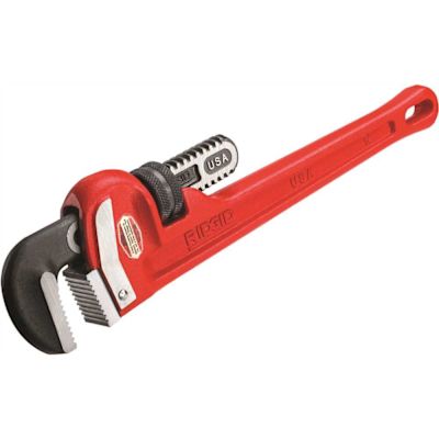 14 in. Straight Pipe Wrench for Heavy-Duty Plumbing, Sturdy Plumbing Pipe Tool with Self Cleaning Threads and Hook Jaws