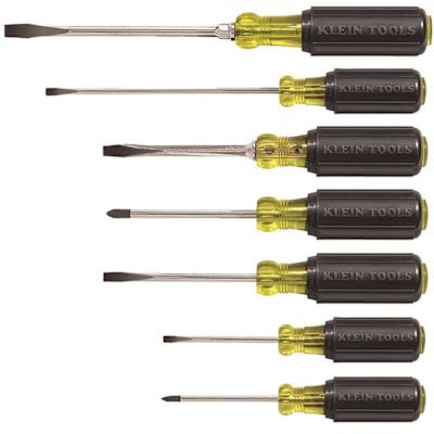 Klein Tools Screwdriver Set, Slotted and Phillips with Non-Slip Cushion-Grip Handles and Tip-Ident, 7-Piece